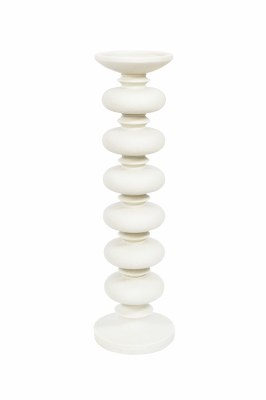 16" White Column Pillar Candleholder