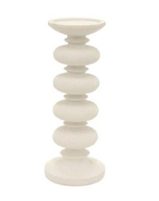12" White Column Pillar Candleholder