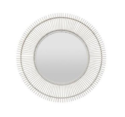 43" Round White Sticks Mirror