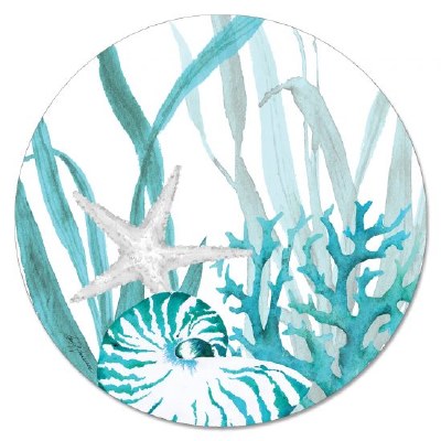 13" Round Coral Life Lazy Susan