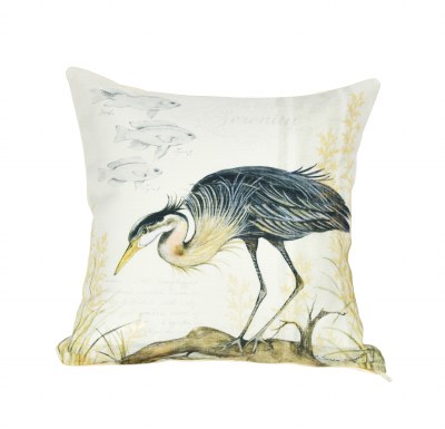 18" Square Heron On Log Pillow