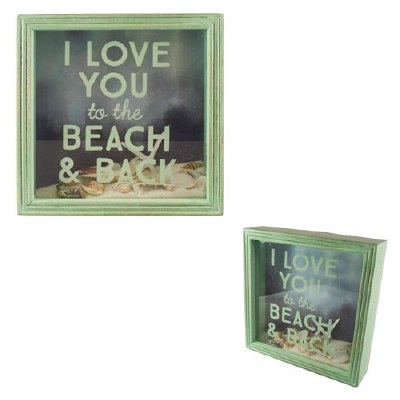 8" Square To The Beach and Back Shell Filled Plaque