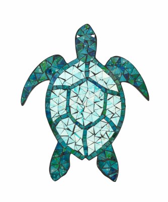 15" Blue Mosaic Turtle Plaque