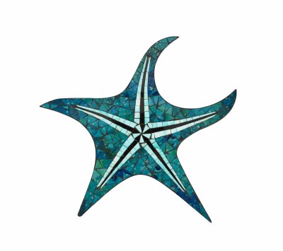 14" Blue Mosaic Starfish Plaque