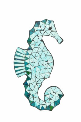 15" Green Mosaic Seahorse Plaque