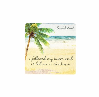 4" Square Sanibel Heart to Beach Coaster