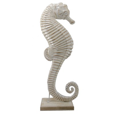 25" Beige Seahorse Metal Figure