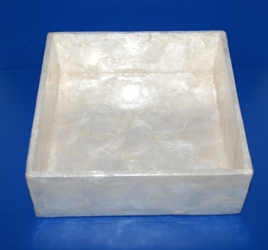 7" Square White Capiz Lunch Napkin Holder