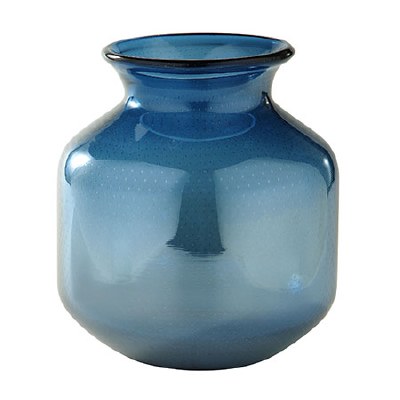 8" Blue Ombre Glass Vase