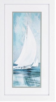 27" x 15" 3 White Sailboats Framed Print Under Glass