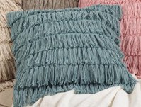 teal fringe pillow