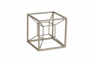 6" Champagne Cube In Cube Metal Orb