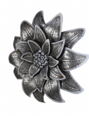 25" Galvanized Flower With Buds Metal Wall Art Plaque