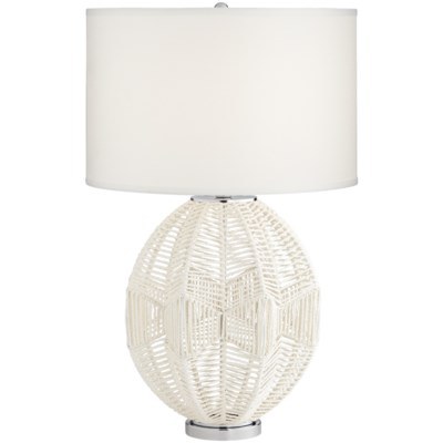 29" White String Basket Table Lamp