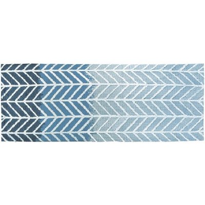 1.9' x 4.6' Straight Arrows Blue Rug