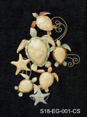24" Capiz Turtle and Starfish Plaque