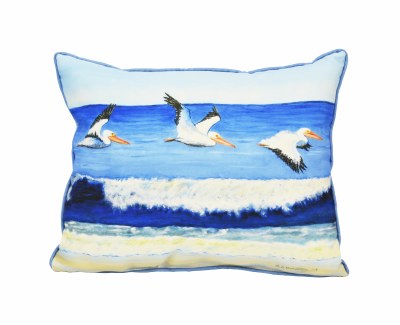 15" x 19" Pelicans Over Water Indoor and Outdoor Pillow
