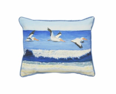 10" x 13" Pelicans Over Water Indoor and Outdoor Pillow