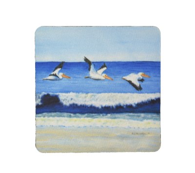 4" Square Pelicans Water Coaster