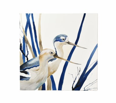 24" Square Blue and White Shorebirds Canvas