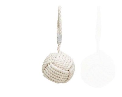 7" Round White Rope Door Stop Ball