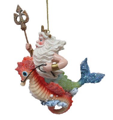 5" King Neptune On Seahorse Ornament