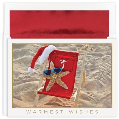 Box of 16 Starfish Santa Christmas Cards size 8" x 6"