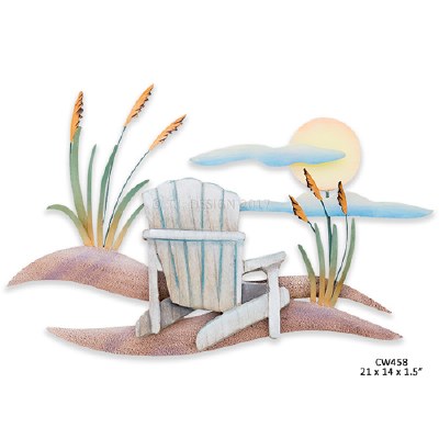 14" Beach Chair Scene Metal Plaque
