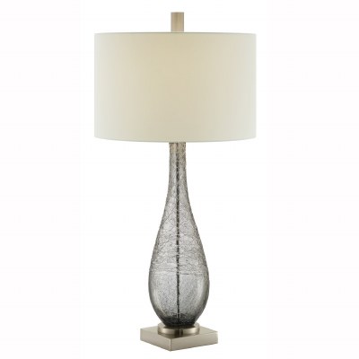 37" Gray Crackle Glass Table Lamp