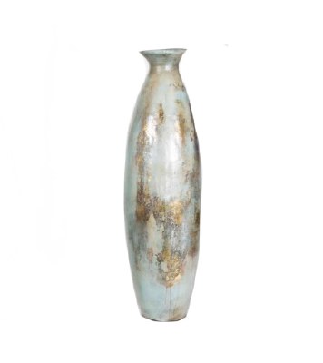 51" Blue, Silver and Brown Ceramic Floor Vase