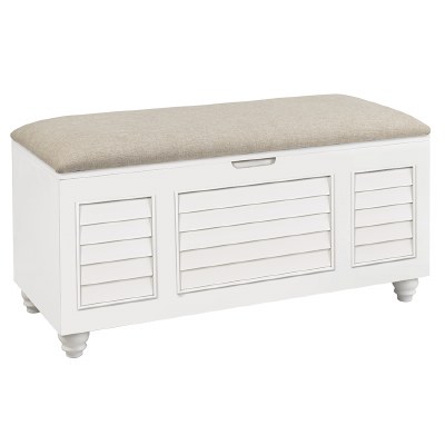 50" White Shutter Storage Bench