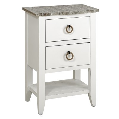 18" Boardwalk Top With White Base 2 Drawer Table