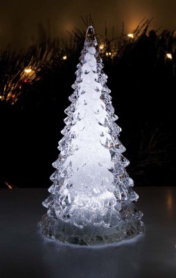7" Clear LED Silver Glitter Tree