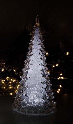 9" Clear LED Silver Glitter Tree