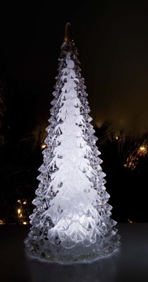 12" Clear LED Silver Glitter Tree