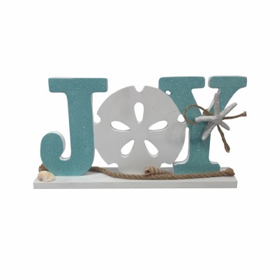 5" Aqua and White Joy Sign