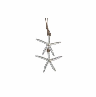 7" White Double Starfish Bling Ornament