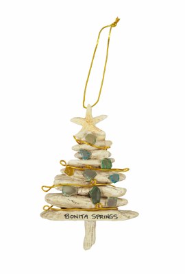 Bonita Springs Seaglass Tree Resin Ornament