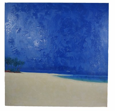 48" Square White Sand With Blue Sky Beach Canvas