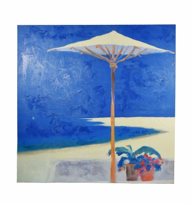 48" Square Umbrella On White Sand Beach Canvas