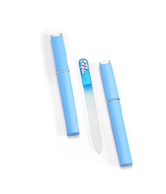 5" Blue Glass Nail File With Case