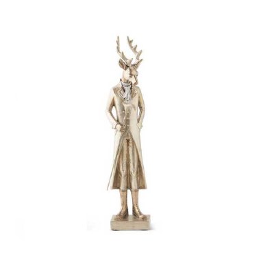 11" Gold Deer In Suit Figurine