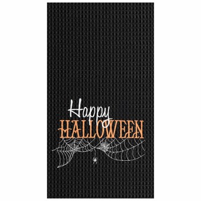 18" x 27" Black Happy Halloweek Waffle Weave Kitchen Towel