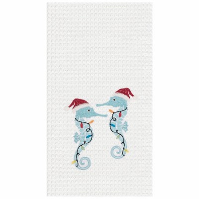 18" x 27" Christmas Seahorse Waffle Weave Kitchen Towel