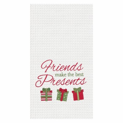 18" x 27" Friend Present Waffle Weave Kitchen Towel