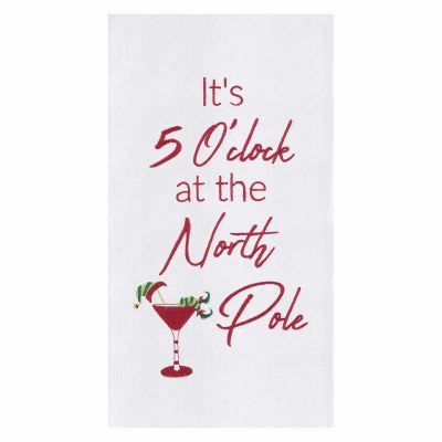 18" x 27" 5 O'clock At The North Pole Flour Sack Kitchen Towel