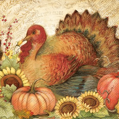 5" Square Filigre Turkey Beverage Napkin Fall and Thanksgiving