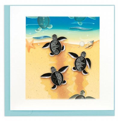 6" x 6" Quilling Baby Sea Turtles Card