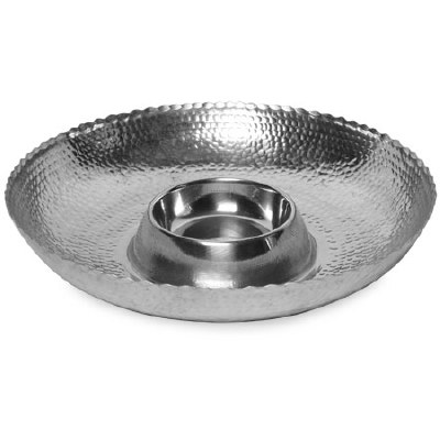15.5" Round Aluminum Hammered Chip and Dip Bowl