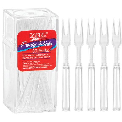 Pack Of 30 3" Clear Cocktail Forks